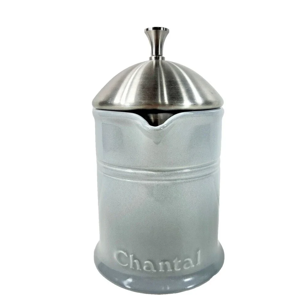 Chantal Gray Ombre Ceramic 16oz Coffee French Press Stainless Plunger